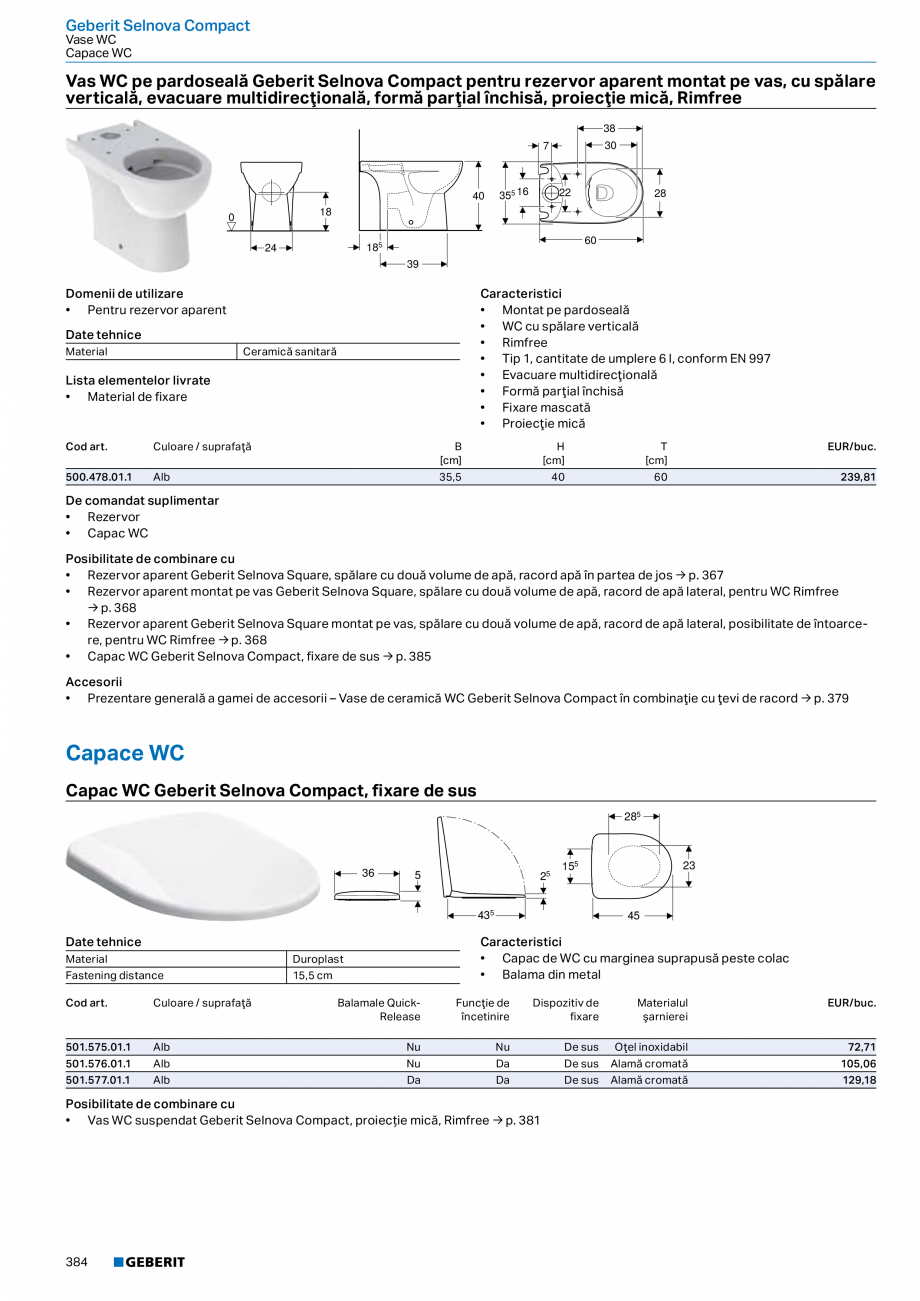 Pagina 383-Catalog GEBERIT - Colectii 2022-2023  Catalog, brosura Romana  iCon pentru lavoare, cu o ușă...