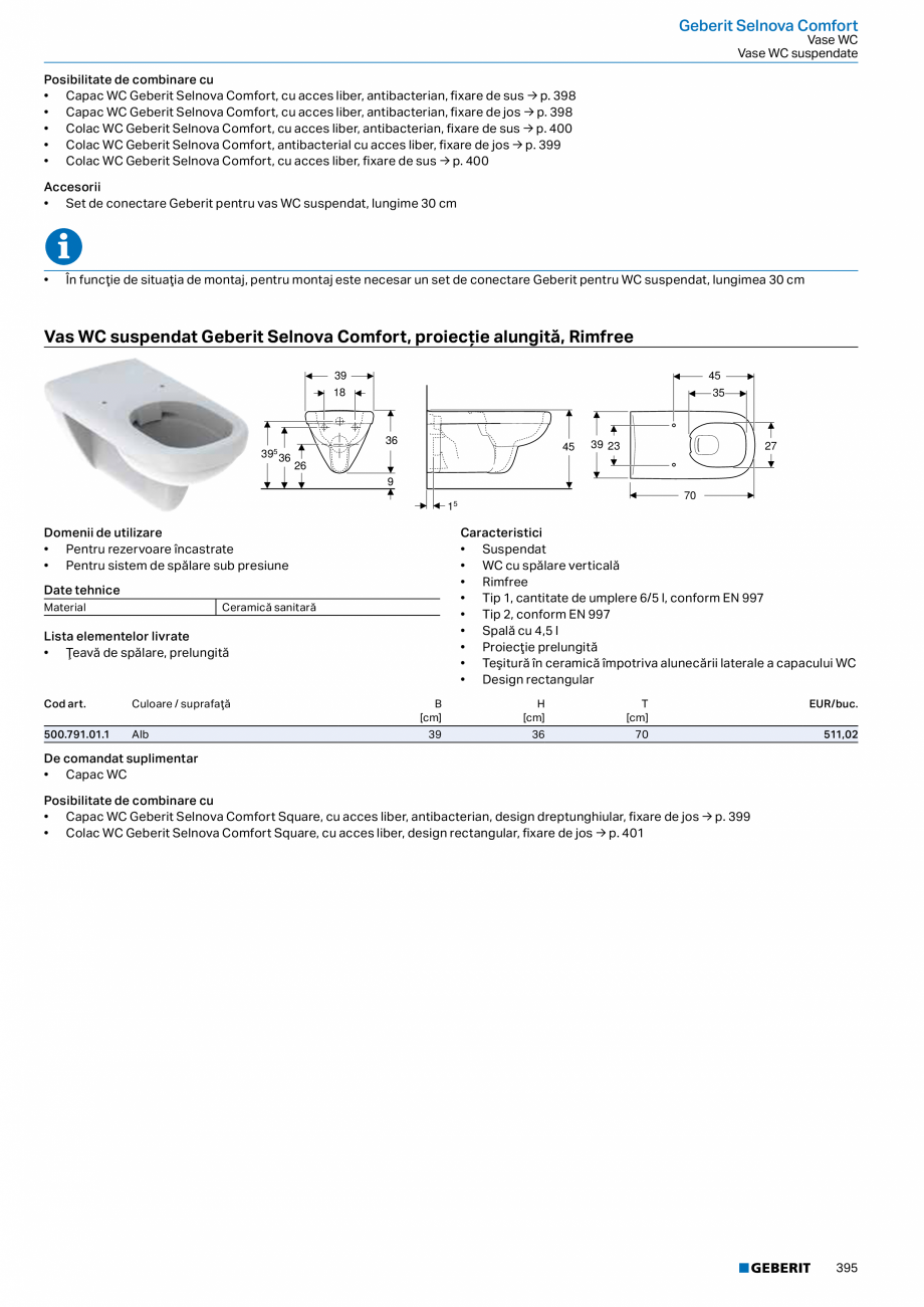 Pagina 394-Catalog GEBERIT - Colectii 2022-2023  Catalog, brosura Romana xare mascată
• Capac de WC din...