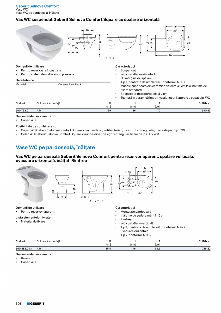 Pagina 395-Catalog GEBERIT - Colectii 2022-2023  Catalog, brosura Romana ate de combinare cu
• Capac WC...