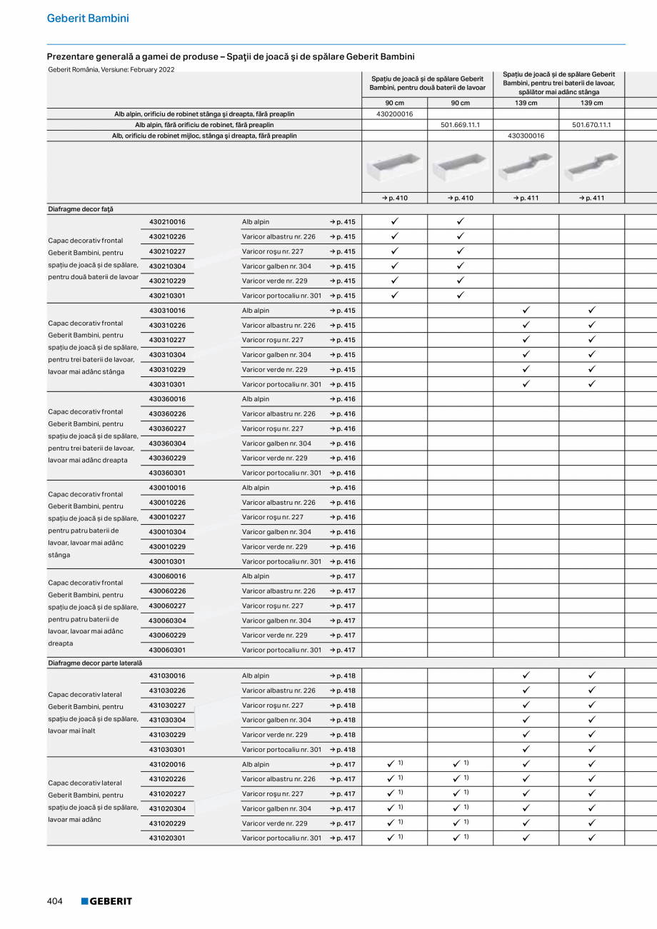 Pagina 403-Catalog GEBERIT - Colectii 2022-2023  Catalog, brosura Romana ă
• Cu margine de spălare
•...