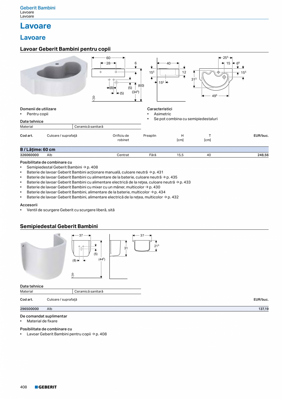 Pagina 407-Catalog GEBERIT - Colectii 2022-2023  Catalog, brosura Romana erticală, back-to-wall, formă...