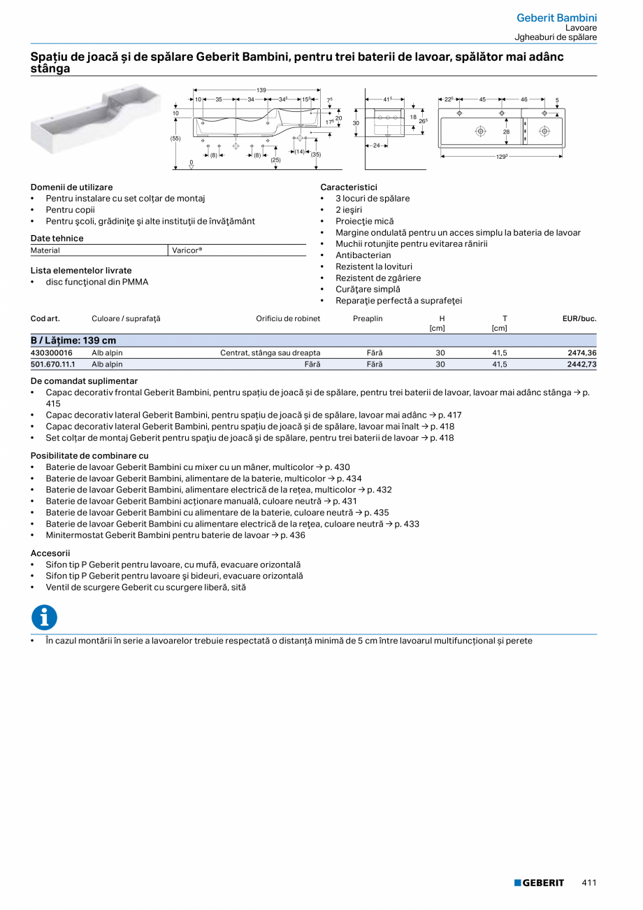 Pagina 410-Catalog GEBERIT - Colectii 2022-2023  Catalog, brosura Romana . 230
• Vas WC suspendat cu spălare...