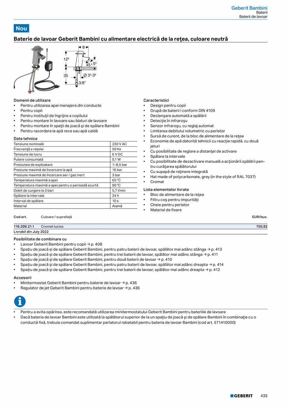 Pagina 432-Catalog GEBERIT - Colectii 2022-2023  Catalog, brosura Romana myle Square → p. 246
• Lavoar...