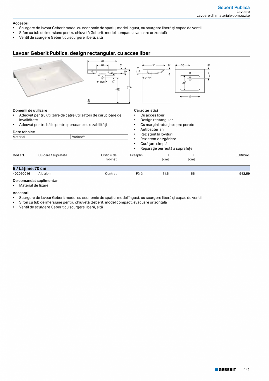 Pagina 440-Catalog GEBERIT - Colectii 2022-2023  Catalog, brosura Romana ar
Geberit, divizare
H, pentru sertar
...
