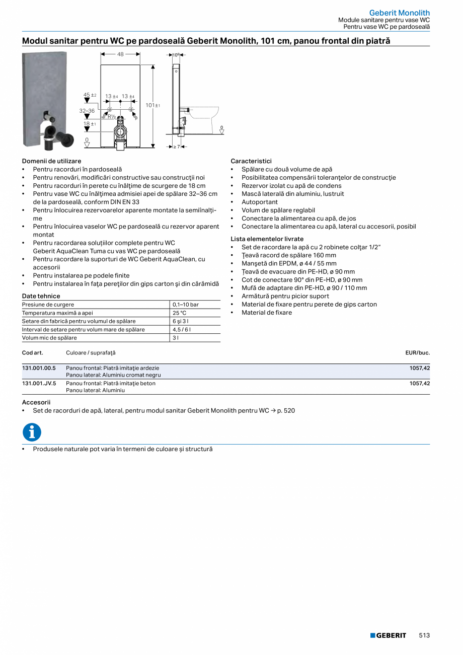 Pagina 512-Catalog GEBERIT - Colectii 2022-2023  Catalog, brosura Romana 
• Livrat asamblat
• Capac de...