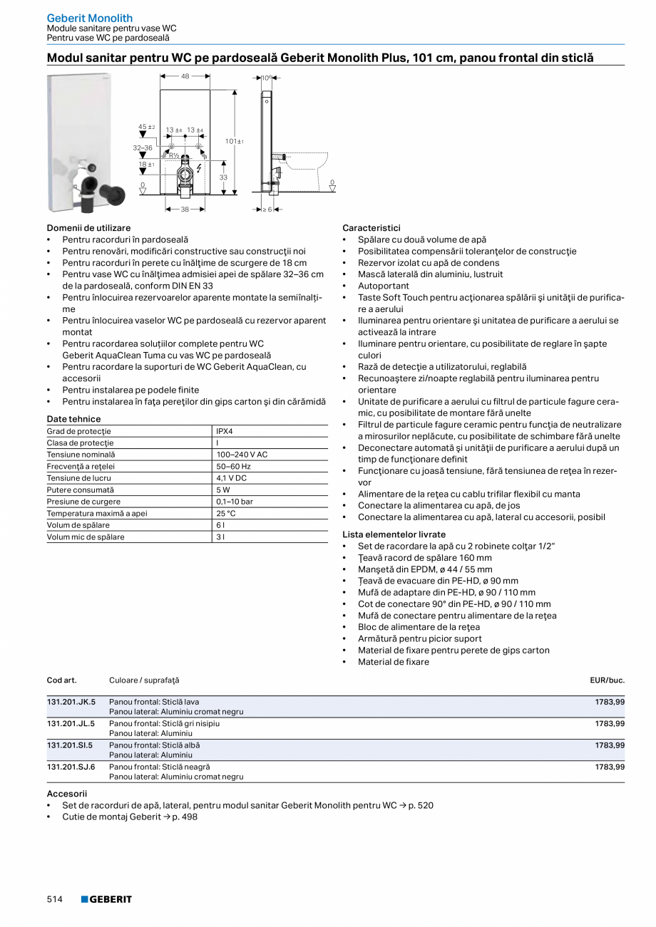 Pagina 513-Catalog GEBERIT - Colectii 2022-2023  Catalog, brosura Romana : lavă / lăcuită mat
Placă de...