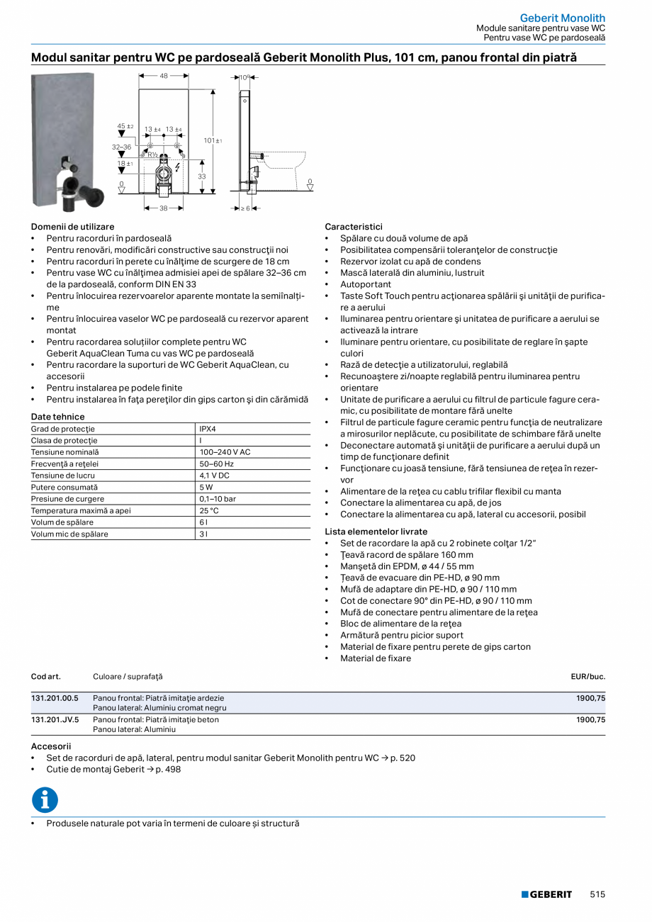 Pagina 514-Catalog GEBERIT - Colectii 2022-2023  Catalog, brosura Romana ă cu iluminare Geberit Option Plus,...