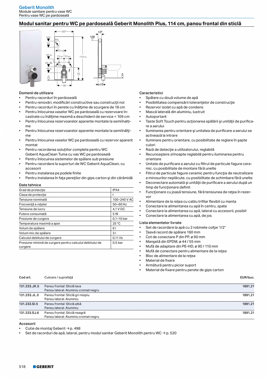Pagina 517-Catalog GEBERIT - Colectii 2022-2023  Catalog, brosura Romana  de robinet → p. 278
• Lavoar pe ...