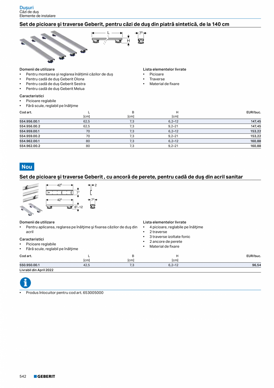 Pagina 541-Catalog GEBERIT - Colectii 2022-2023  Catalog, brosura Romana are
• Pentru instalarea în blaturi ...