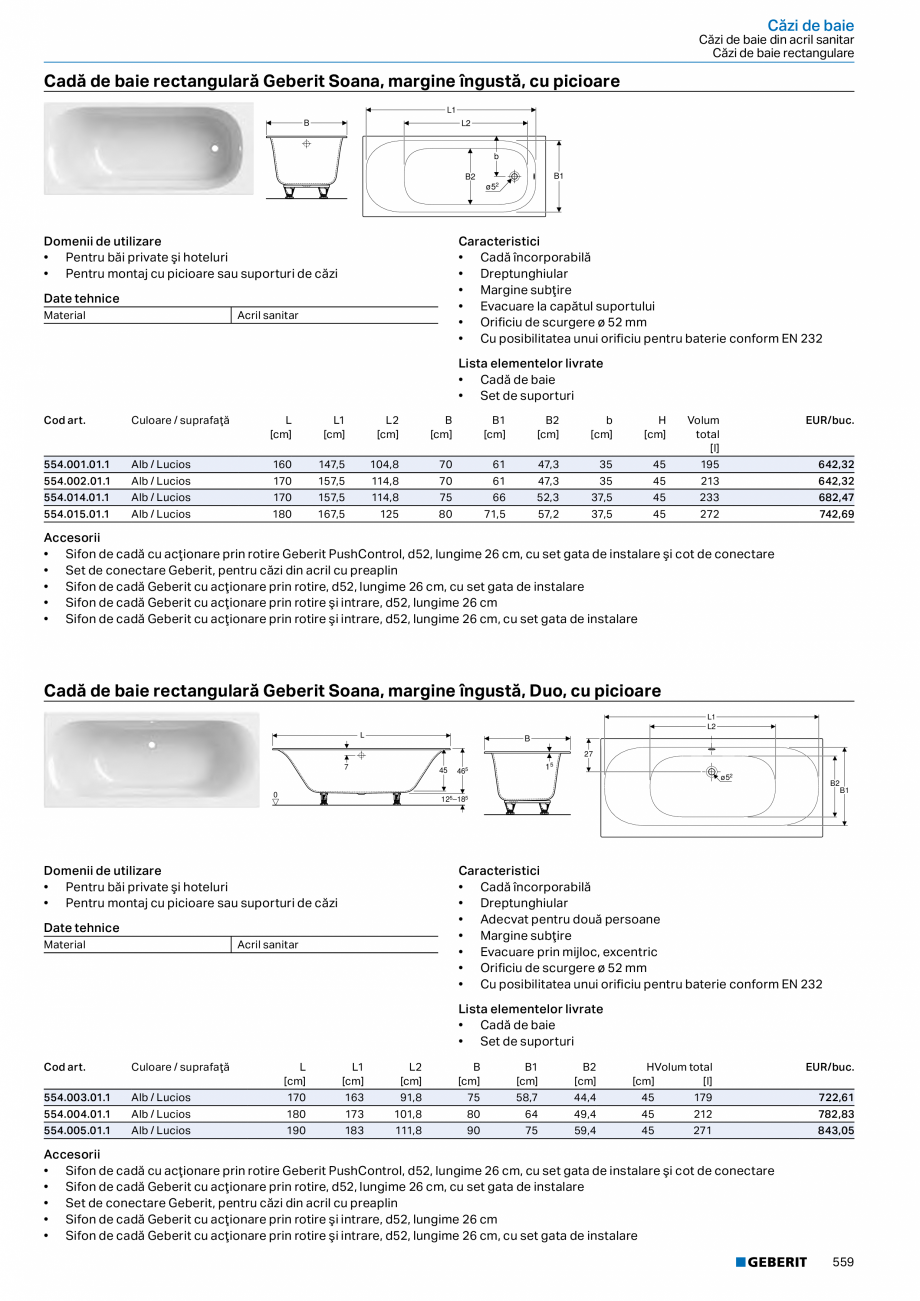 Pagina 558-Catalog GEBERIT - Colectii 2022-2023  Catalog, brosura Romana e verticală
• Rimfree
• Tip 1,...