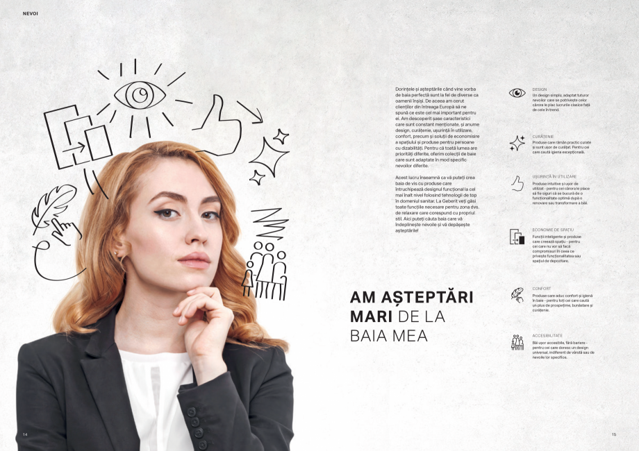 Pagina 8-Colectii pentru baie  Catalog, brosura Romana ficient al sustenabilității.

PROIECTAT CU GÂNDUL...