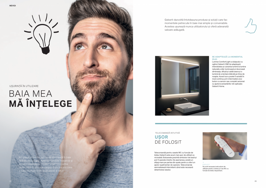 Pagina 12-Colectii pentru baie  Catalog, brosura Romana ă, reciclabilă, care este montată întrun cadru...