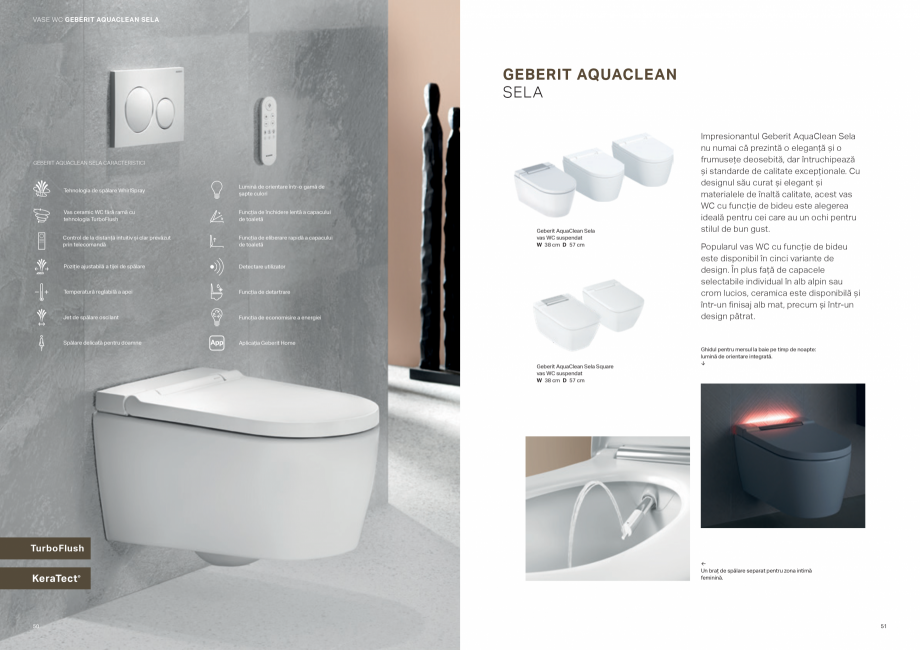 Pagina 26-Colectii pentru baie  Catalog, brosura Romana egrată
în diverse vase WC cu funcție de bideu...