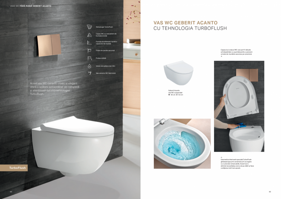 Pagina 33-Colectii pentru baie  Catalog, brosura Romana e Flush sau
DuoFresh).

↑
TESTE DE SARCINĂ
Ceramica...