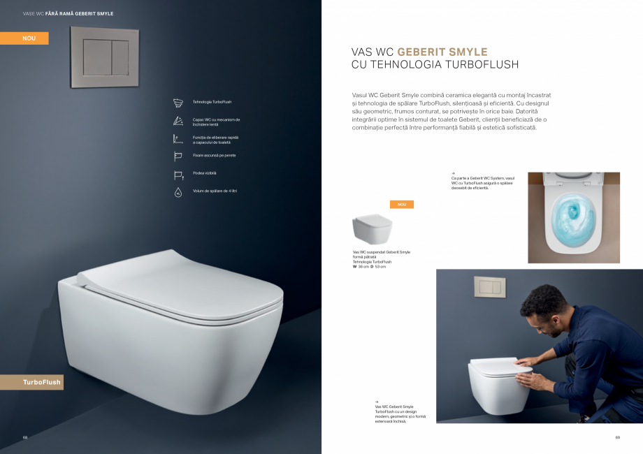 Pagina 35-Colectii pentru baie  Catalog, brosura Romana oferă, de asemenea, o serie întreagă de funcții...