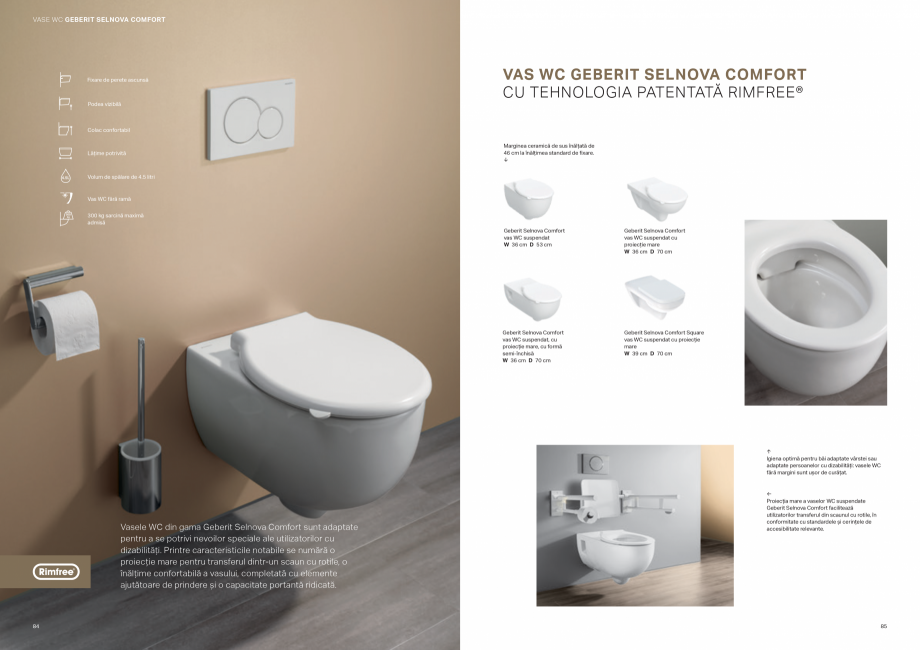 Pagina 43-Colectii pentru baie  Catalog, brosura Romana rnică TurboFlush, cu
eliberare laterală a apei,...