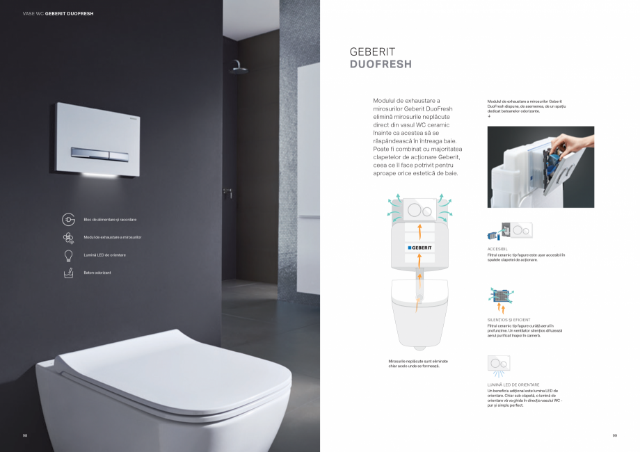 Pagina 50-Colectii pentru baie  Catalog, brosura Romana ioasă și eficientă. Cu designul
său geometric,...