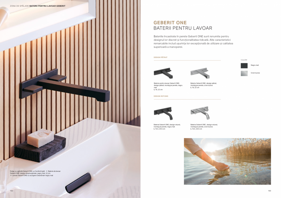 Pagina 82-Colectii pentru baie  Catalog, brosura Romana blat,
design unghiular
W 50 cm

Lavoar cu montaj pe...