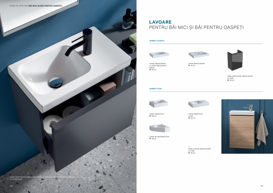 Pagina 98-Colectii pentru baie  Catalog, brosura Romana ONA DE SPĂLARE ALTE TIPURI DE LAVOARE ȘI MOBILIER
...