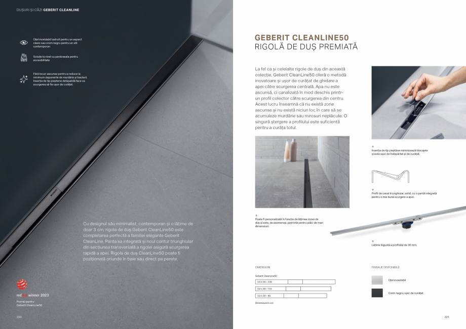 Pagina 111-Colectii pentru baie  Catalog, brosura Romana Scurgere CleanDrain pentru igienă optimă

• Pot fi...