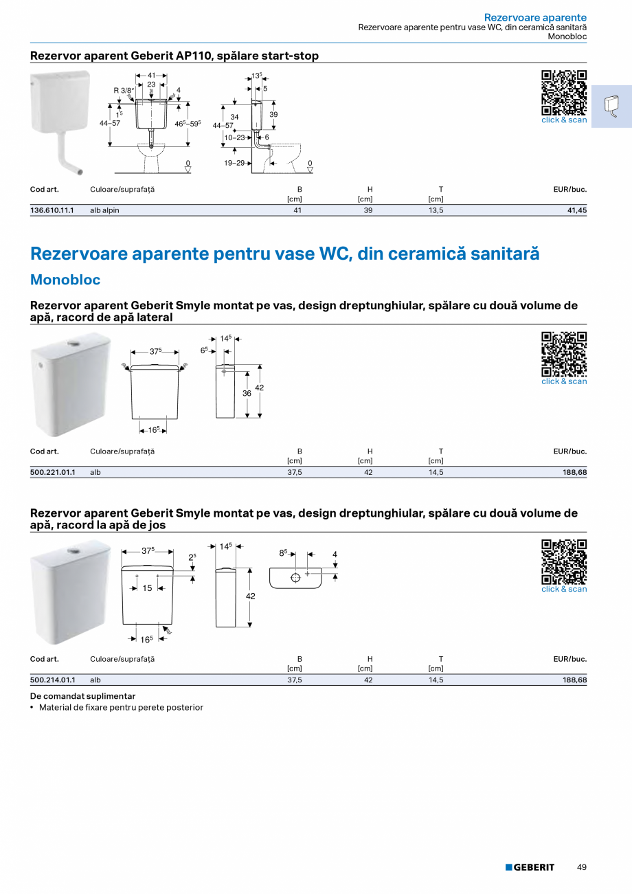 Pagina 47-Catalog Colectii de baie si sisteme sanitare  Catalog, brosura Romana  instalare pentru duş Geberit...
