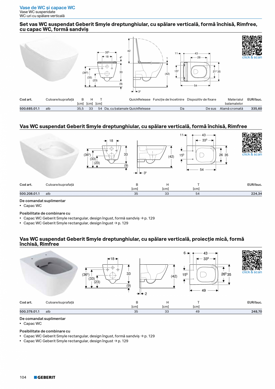Pagina 102-Catalog Colectii de baie si sisteme sanitare  Catalog, brosura Romana orii –
Vase de ceramică WC ...