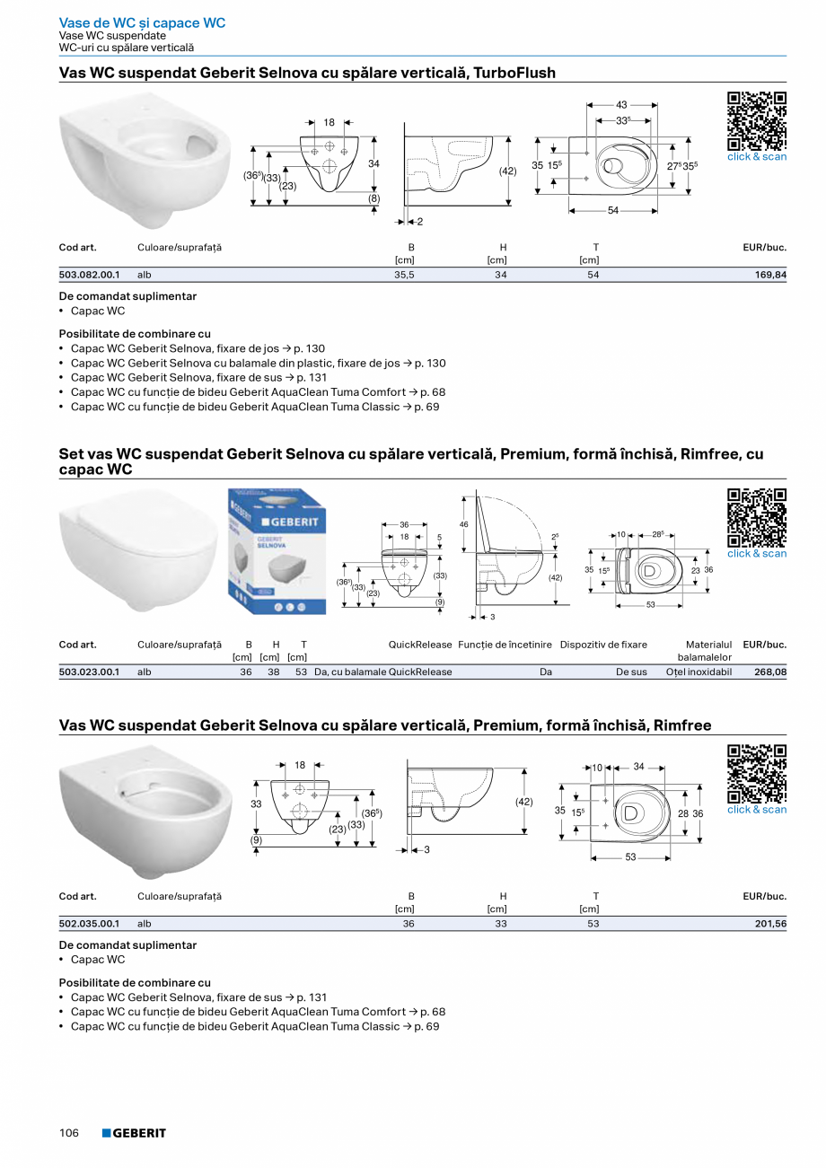 Pagina 104-Catalog Colectii de baie si sisteme sanitare  Catalog, brosura Romana rificii
pentru capacul WC

→...