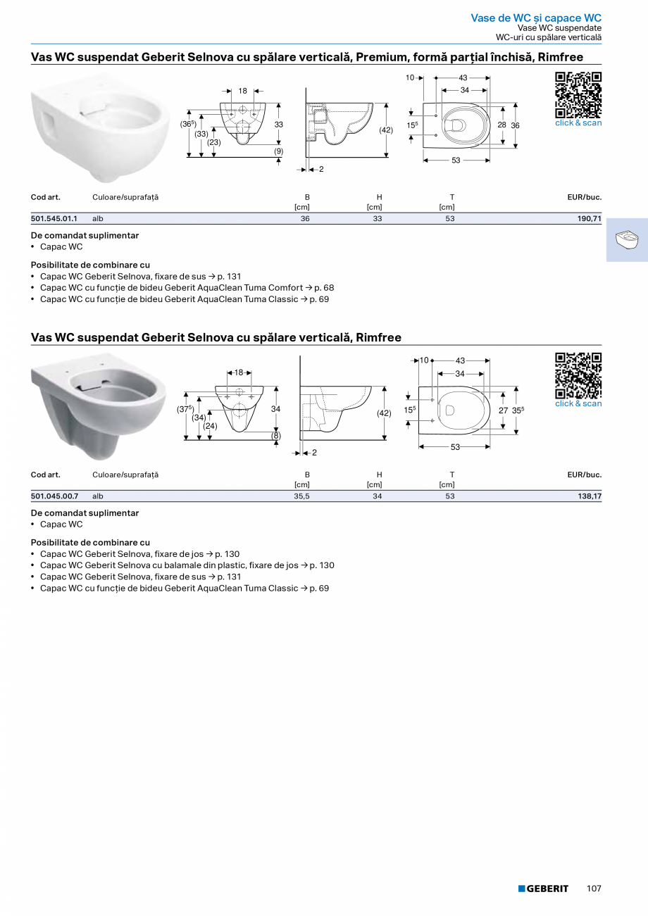Pagina 105-Catalog Colectii de baie si sisteme sanitare  Catalog, brosura Romana  Geberit iCon cu
spălare...