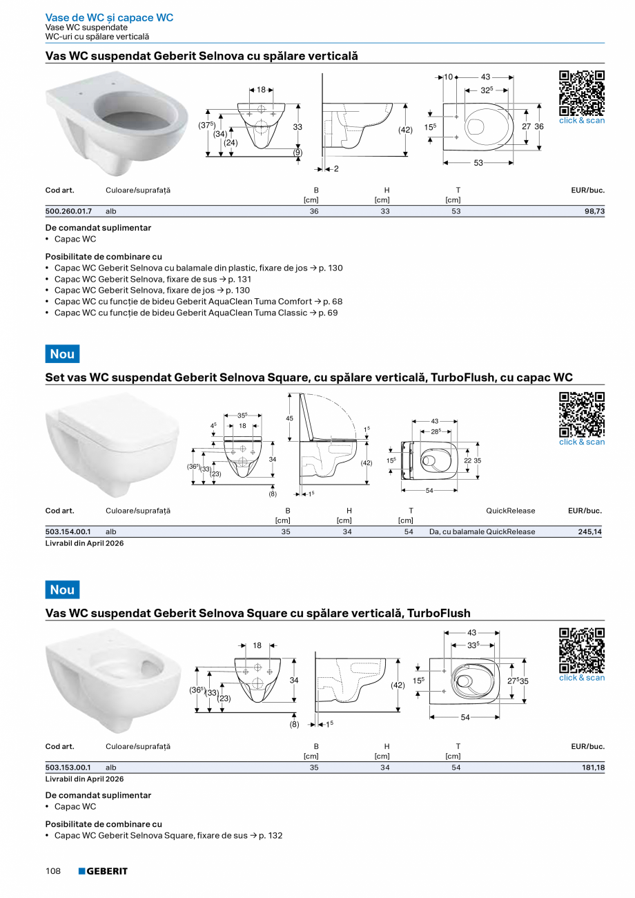 Pagina 106-Catalog Colectii de baie si sisteme sanitare  Catalog, brosura Romana  TurboFlush,
cu capac WC

Vas ...
