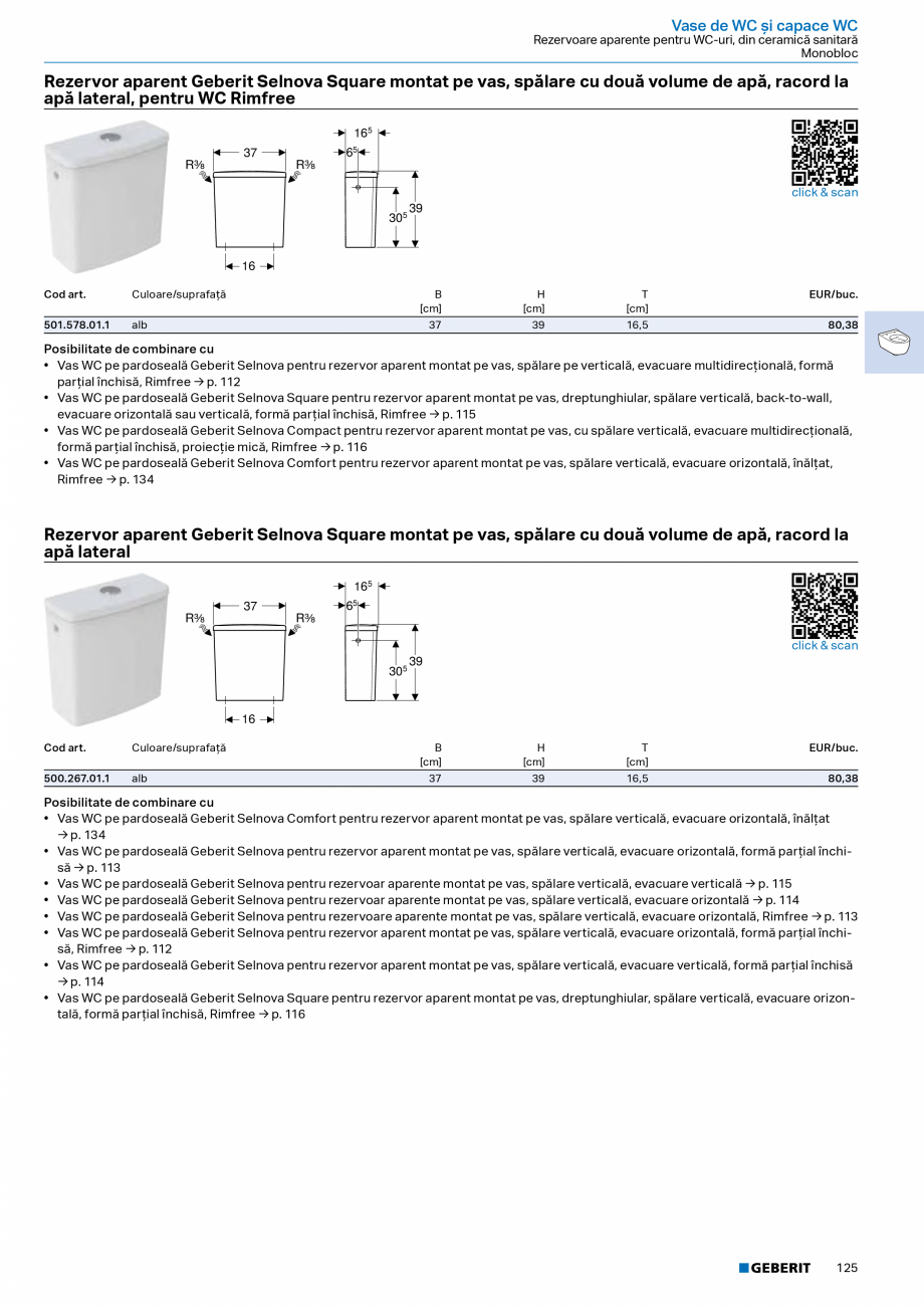Pagina 123-Catalog Colectii de baie si sisteme sanitare  Catalog, brosura Romana �, evacuare
orizontală,...