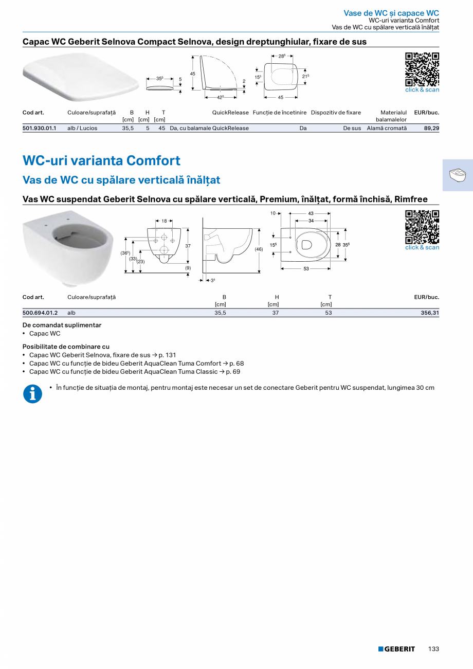 Pagina 131-Catalog Colectii de baie si sisteme sanitare  Catalog, brosura Romana ţionare Geberit Sigma01...