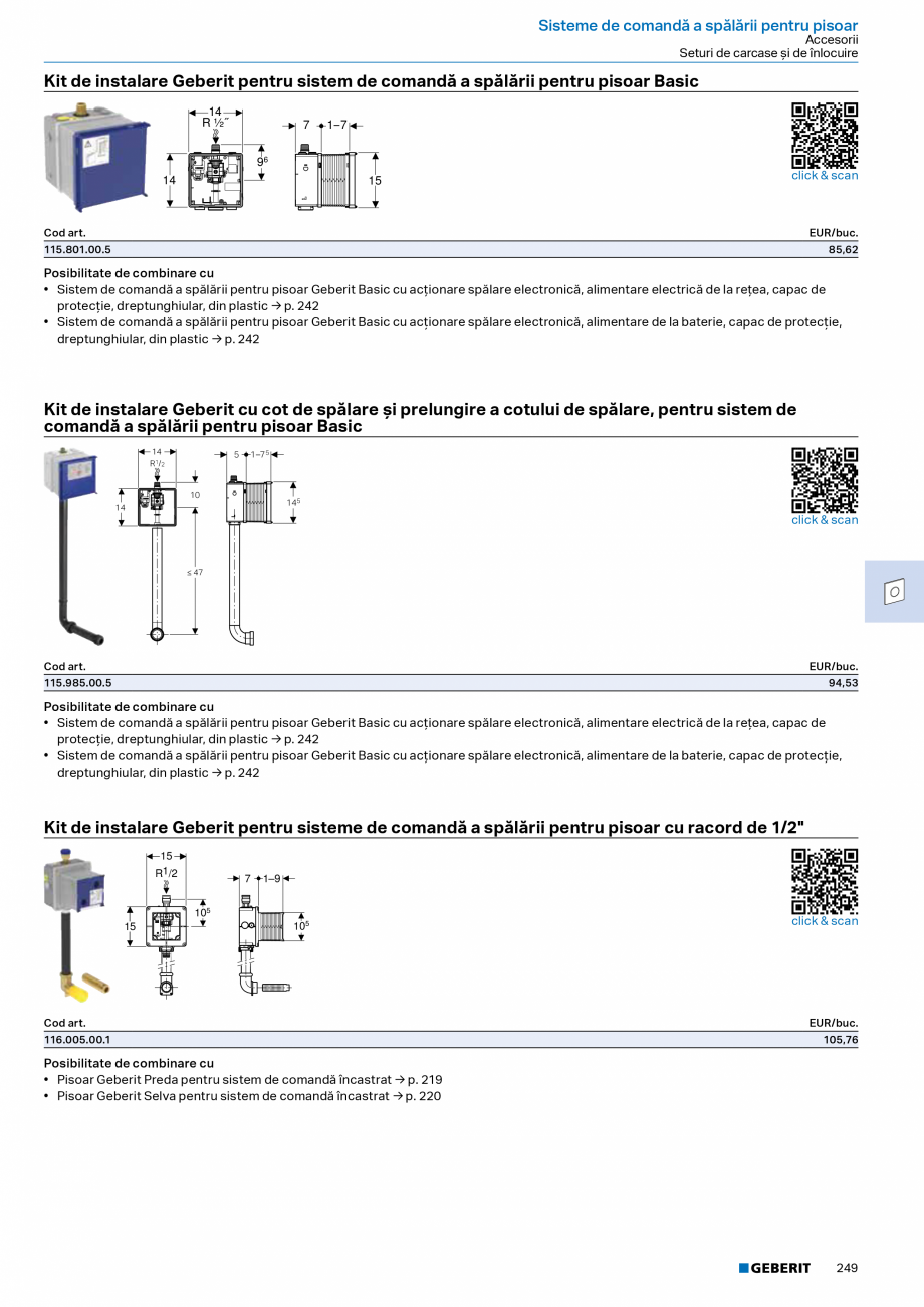 Pagina 247-Catalog Colectii de baie si sisteme sanitare  Catalog, brosura Romana e acţionare, Tastă: crom /...