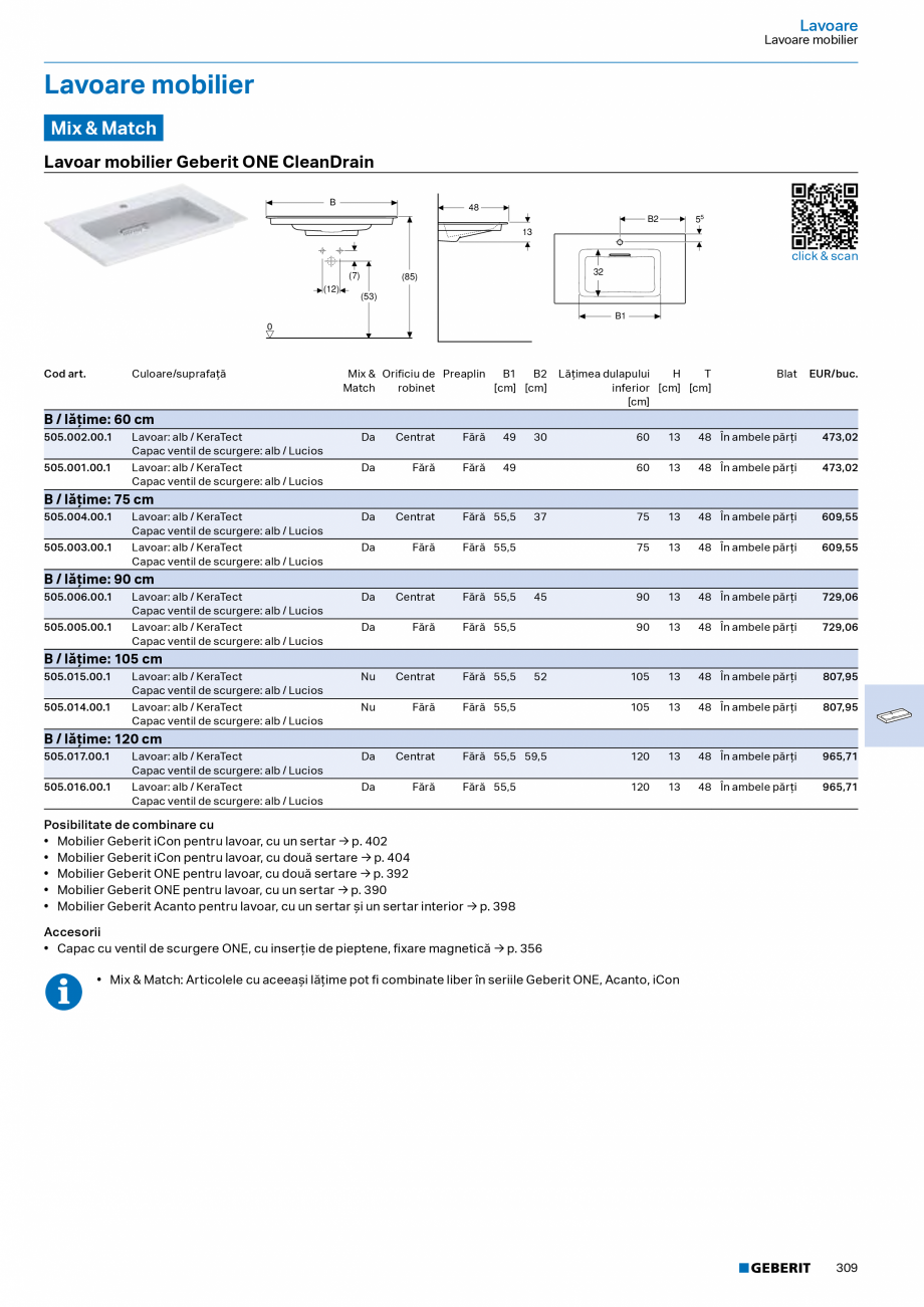 Pagina 307-Catalog Colectii de baie si sisteme sanitare  Catalog, brosura Romana stalare Geberit Duofix sau...