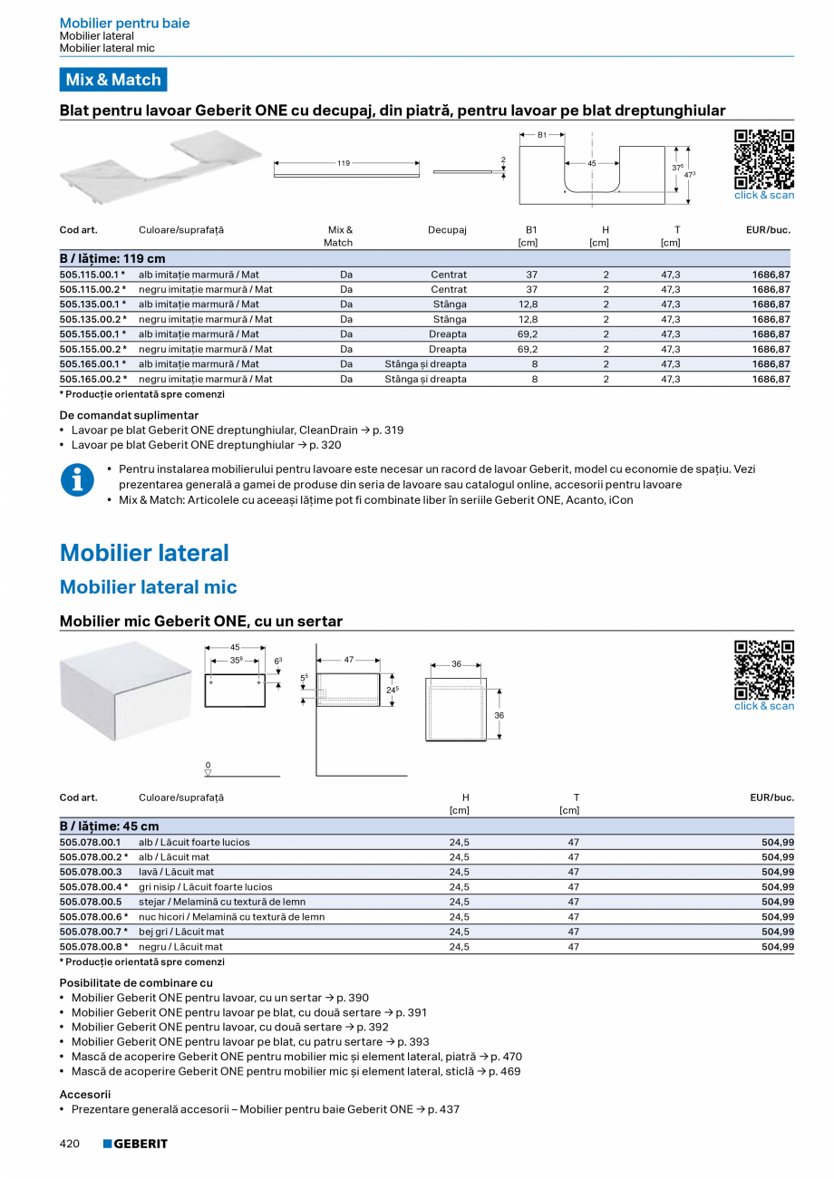 Pagina 419-Catalog Colectii de baie si sisteme sanitare  Catalog, brosura Romana sibilitate de combinare cu
•...