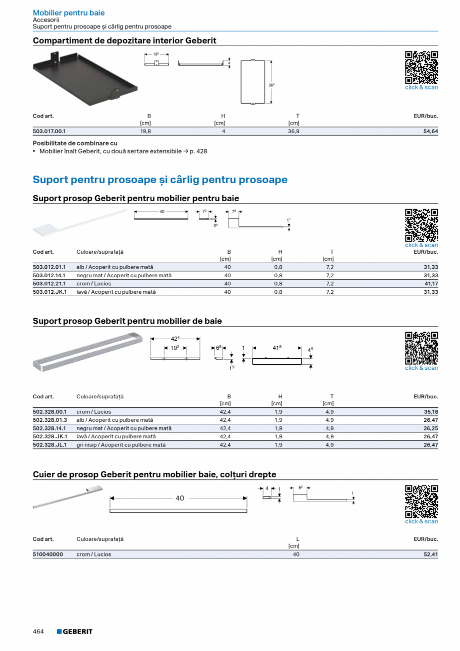 Pagina 463-Catalog Colectii de baie si sisteme sanitare  Catalog, brosura Romana 
Cod art.

Culoare/suprafaţă...