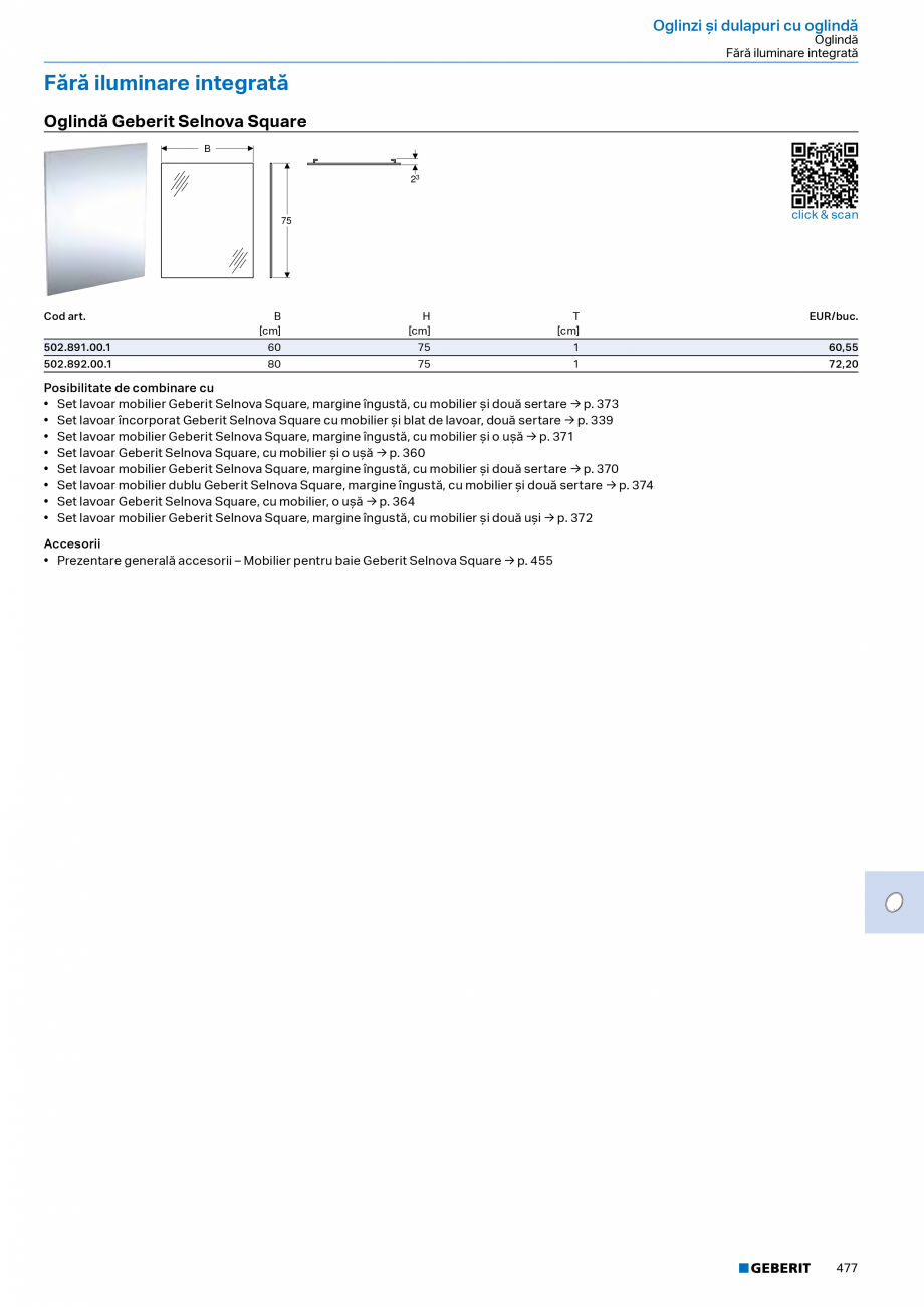 Pagina 476-Catalog Colectii de baie si sisteme sanitare  Catalog, brosura Romana dreptunghiular, cu
gaură de...