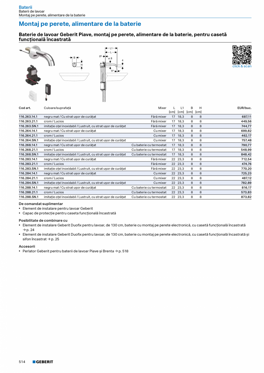 Pagina 513-Catalog Colectii de baie si sisteme sanitare  Catalog, brosura Romana  Geberit ONE pentru lavoar, cu...