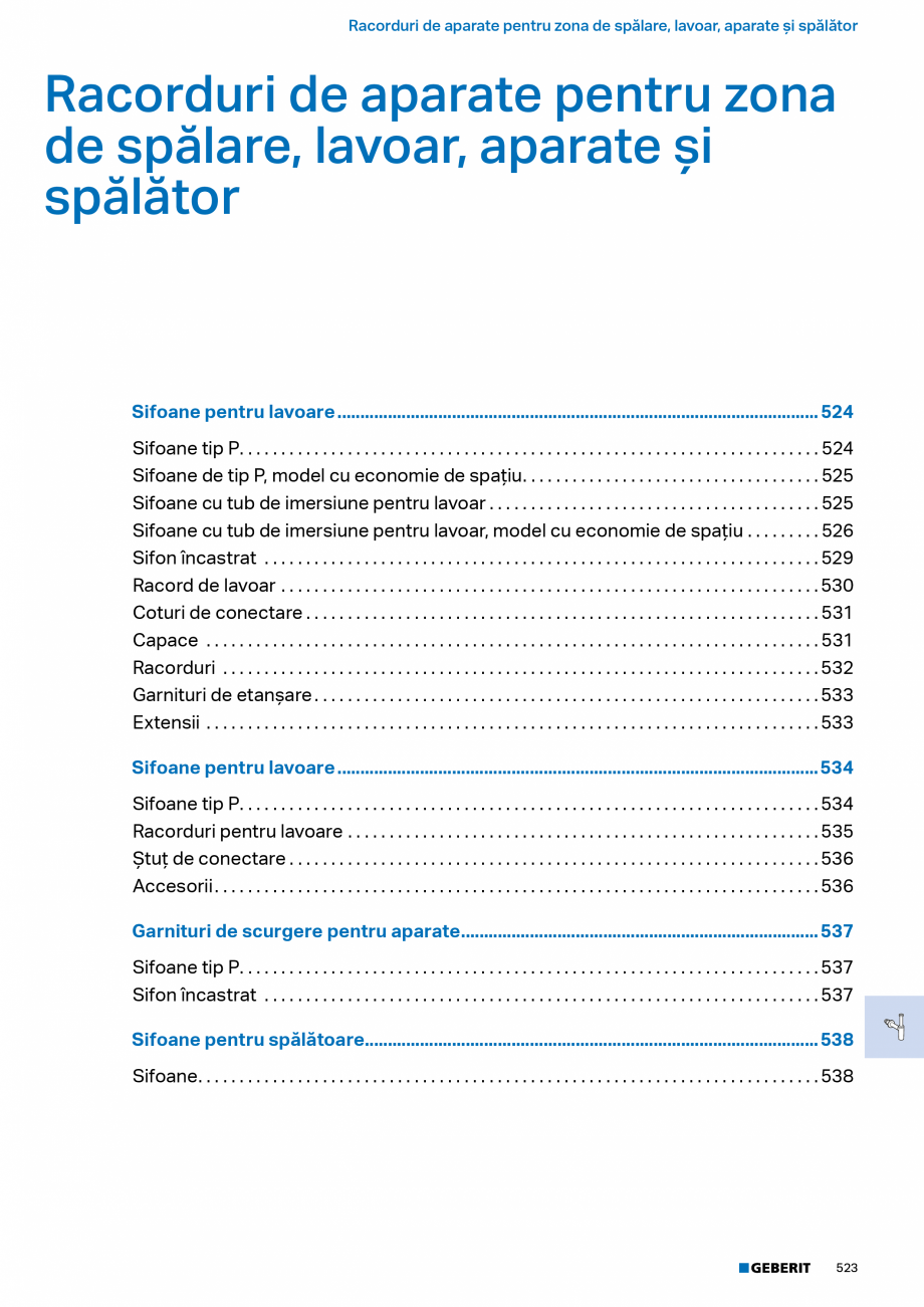 Pagina 522-Catalog Colectii de baie si sisteme sanitare  Catalog, brosura Romana ar un racord de lavoar Geberit...
