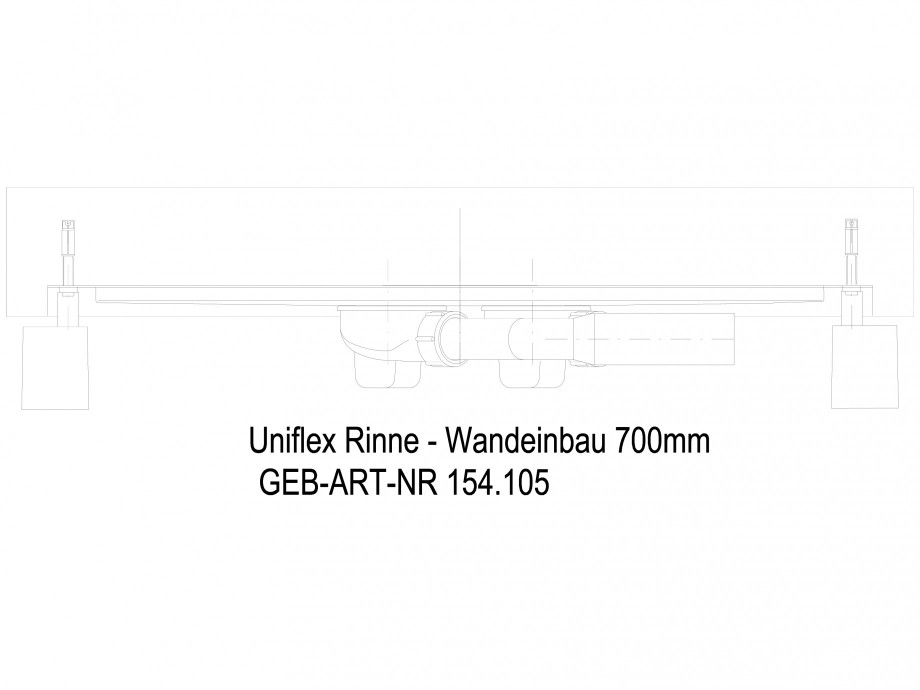 Pagina 1-CAD-DWG Rigola dus liniara in pardoseala la perete  700 mm, vedere din lateral GEBERIT Detaliu de...