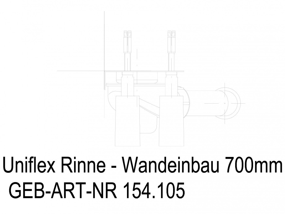 Pagina 1-CAD-DWG Rigola dus liniara in pardoseala la perete 700 mm, vedere din fata GEBERIT Detaliu de produs...