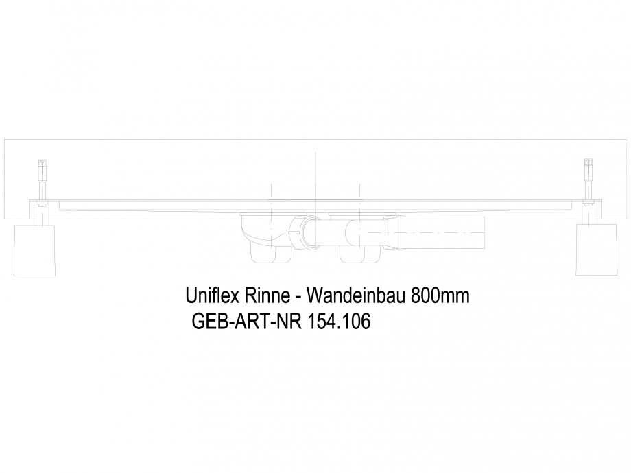 Pagina 1-CAD-DWG Rigola dus liniara in pardoseala la perete 800 mm, vedere din lateral GEBERIT Detaliu de...