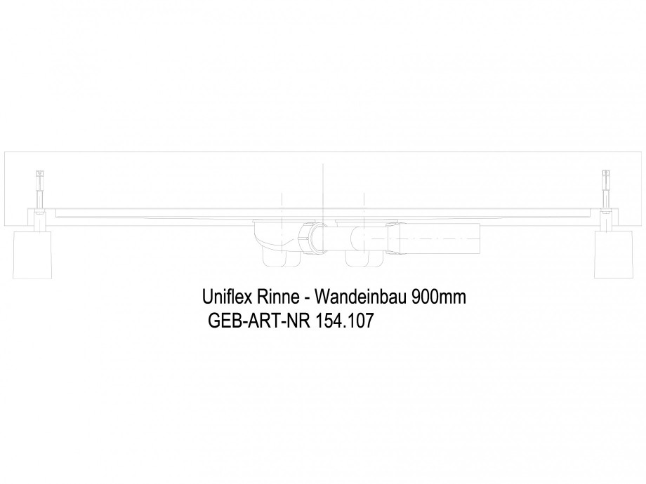 Pagina 1-CAD-DWG Rigola dus liniara in pardoseala la perete 900 mm, vedere din lateral GEBERIT Detaliu de...