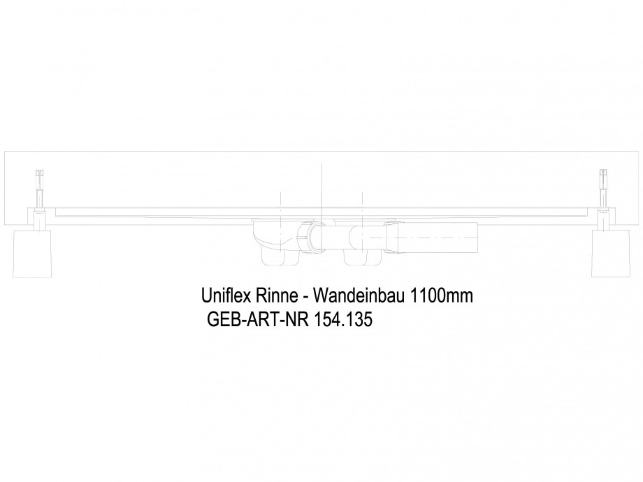 Pagina 1-CAD-DWG Rigola dus liniara in pardoseala la perete 1100 mm, vedere din lateral GEBERIT Detaliu de...
