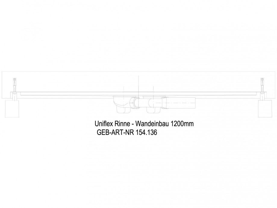 Pagina 1-CAD-DWG Rigola dus liniara in pardoseala la perete 1200 mm, vedere din lateral GEBERIT Detaliu de...