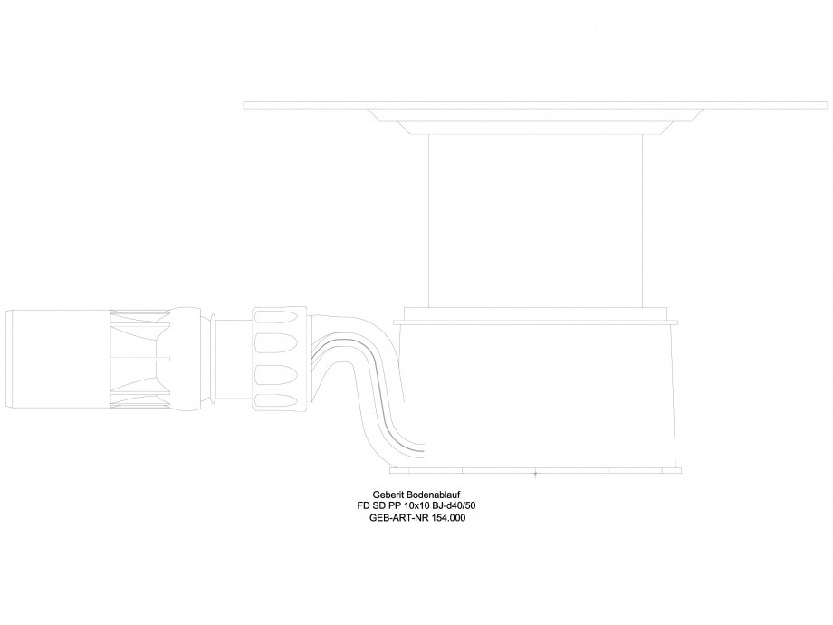 Pagina 1-CAD-DWG Sifon dus in pardoseala - vedere laterala GEBERIT Detaliu de produs 