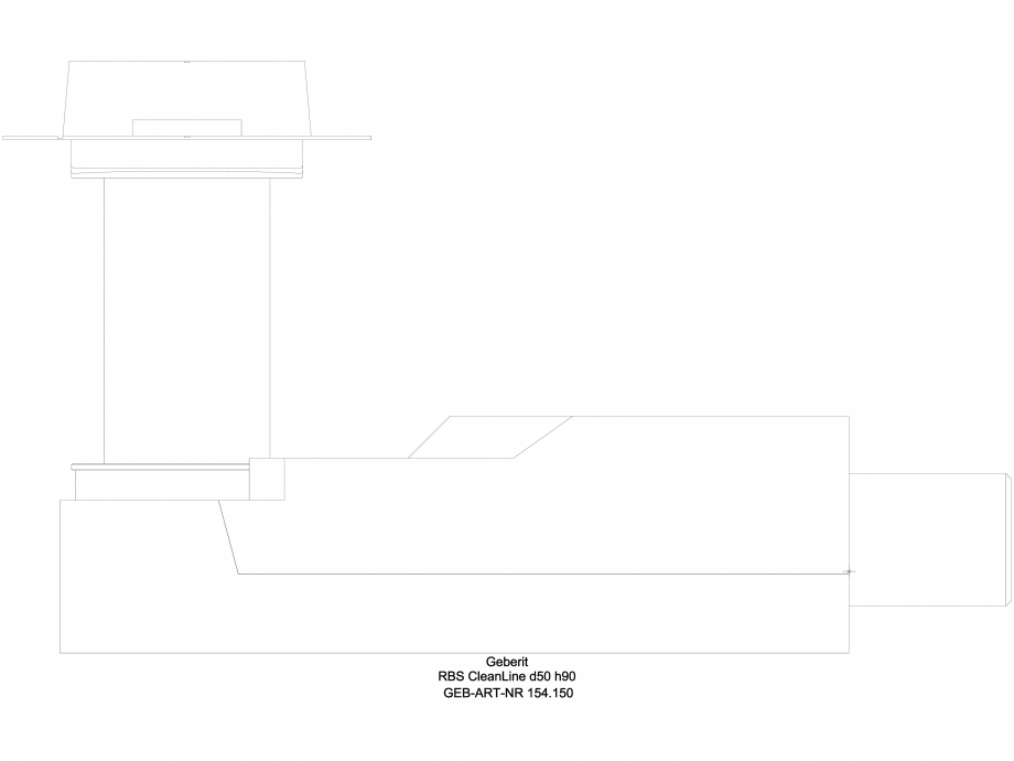 Pagina 1-CAD-DWG Rigola dus - varianta sapa 90 mm 154.150, vedere din lateral GEBERIT Detaliu de produs...