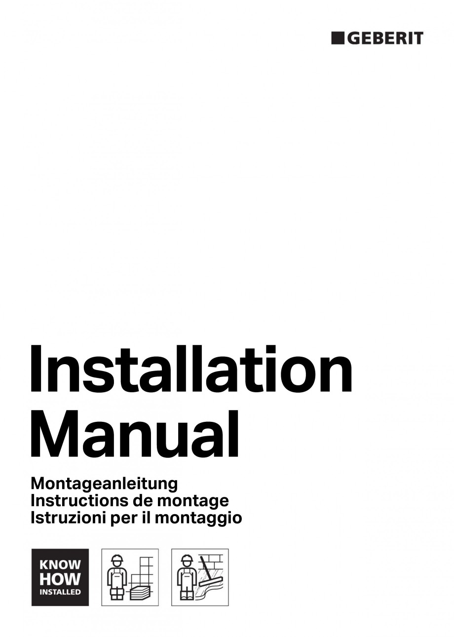 Pagina 1-Capac rigola de scurgere in perete pentru dus GEBERIT Instructiuni montaj, utilizare Engleza,...