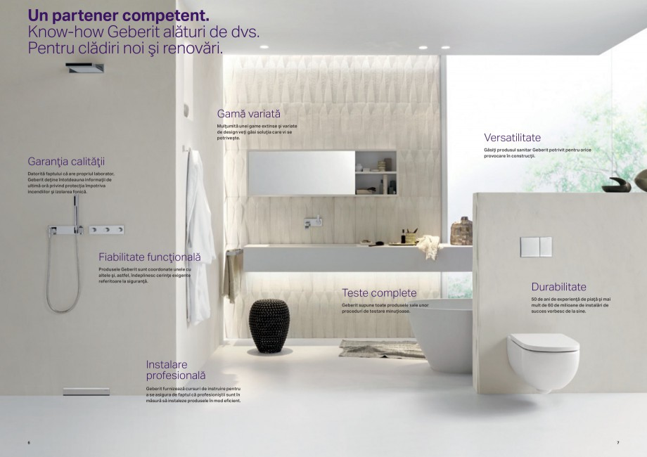 Pagina 4 - Design inteligent pentru baie 2014 GEBERIT Scurgere in pardoseala, Scurgere in perete,...