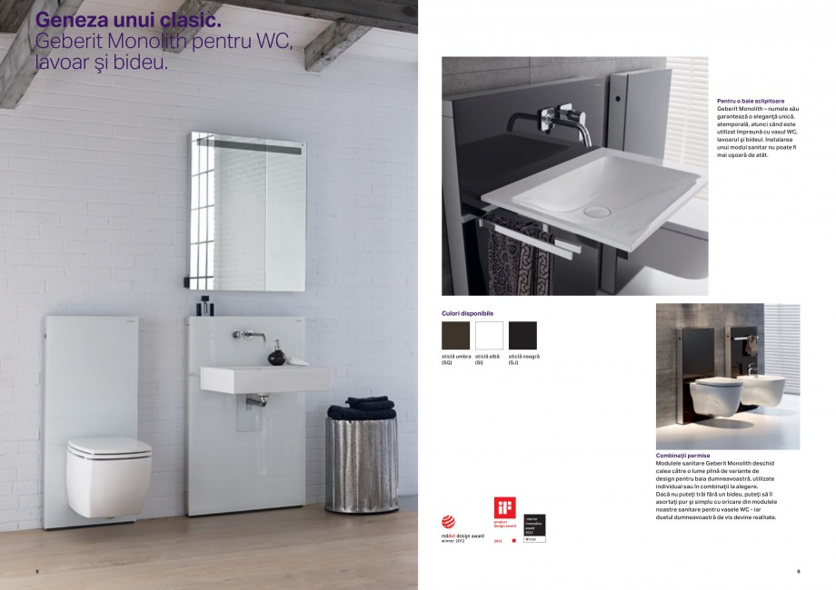 Pagina 5 - Design inteligent pentru baie 2014 GEBERIT Scurgere in pardoseala, Scurgere in perete,...