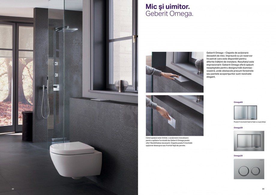 Pagina 12 - Design inteligent pentru baie 2014 GEBERIT Scurgere in pardoseala, Scurgere in perete,...